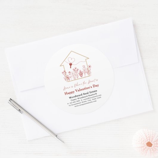 Happy Valentine's Day Real Anwesen Immobiliengesch Runder Aufkleber (Umschlag)