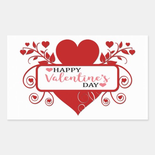 Happy Valentine's Day Rechteckiger Aufkleber (Vorderseite)