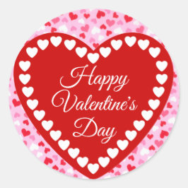 Happy Valentine's Day Red and Pink Heart Runder Aufkleber