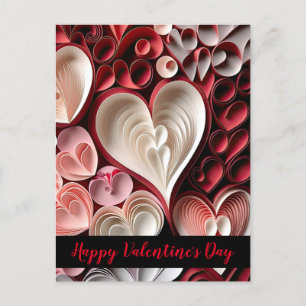 Happy Valentine's Day Red and Pink Hearts Postkarte