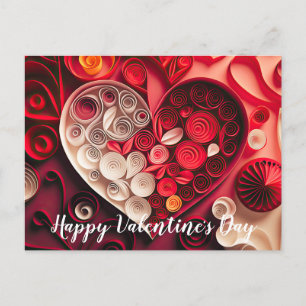 Happy Valentine's Day Red and Pink Hearts Postkarte