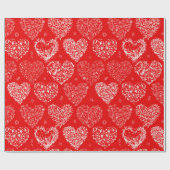 Happy Valentine's Day Red and White Hearts Geschenkpapier (Flach)