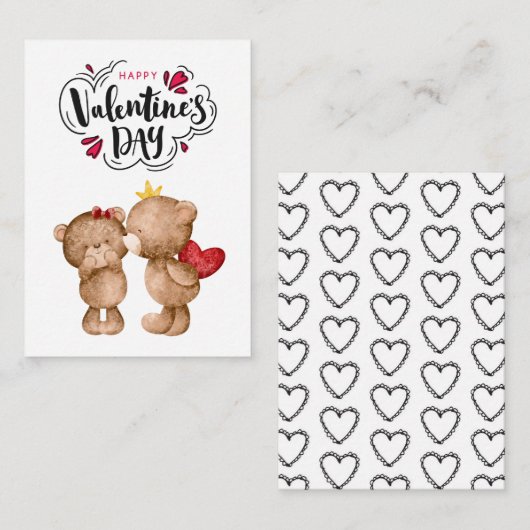 Happy Valentine's Day Red Bear School Valentine Mitteilungskarte (Vorne/Hinten)
