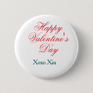 Happy Valentine's day red blue xoxo love name  Button