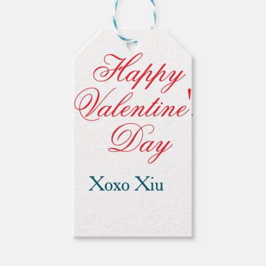 Happy Valentine's day red blue xoxo love name  Geschenkanhänger (Vorderseite)