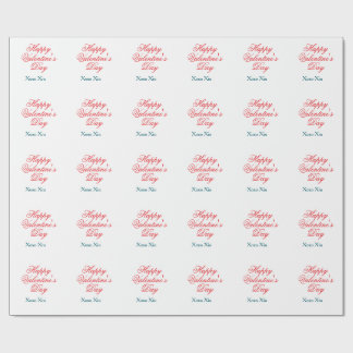 Happy Valentine's day red blue xoxo love name  Geschenkpapier