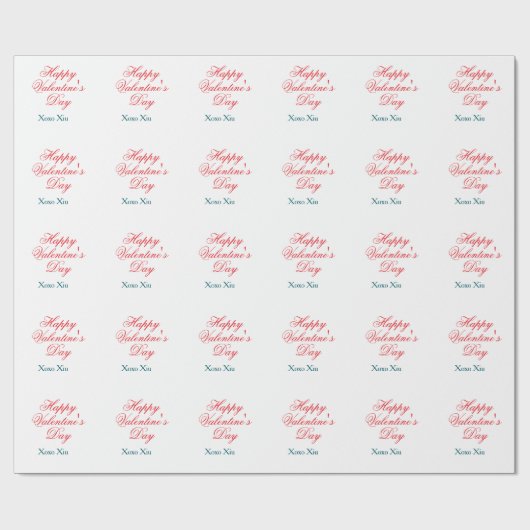 Happy Valentine's day red blue xoxo love name  Geschenkpapier (Flach)