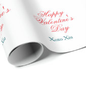 Happy Valentine's day red blue xoxo love name  Geschenkpapier (Rolleneckpunkt)