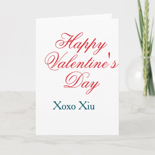 Happy Valentine's day red blue xoxo love name  Karte (Vorderseite)
