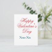 Happy Valentine's day red blue xoxo love name Postkarte (Stehend Vorderseite)