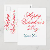 Happy Valentine's day red blue xoxo love name Postkarte (Vorne/Hinten)