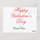 Happy Valentine's day red blue xoxo love name Postkarte (Rückseite)