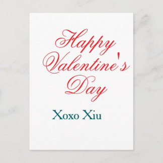 Happy Valentine's day red blue xoxo love name  Postkarte