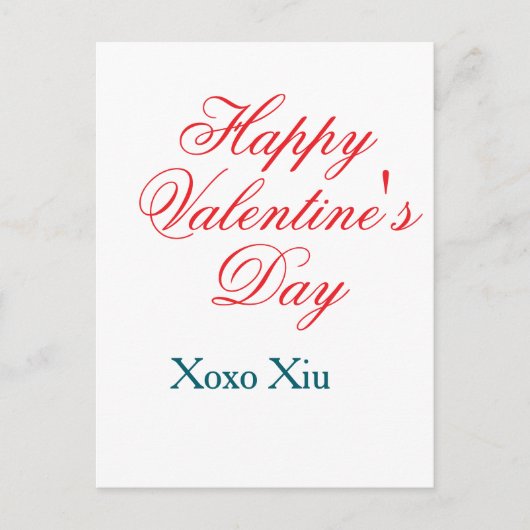 Happy Valentine's day red blue xoxo love name Postkarte (Vorderseite)