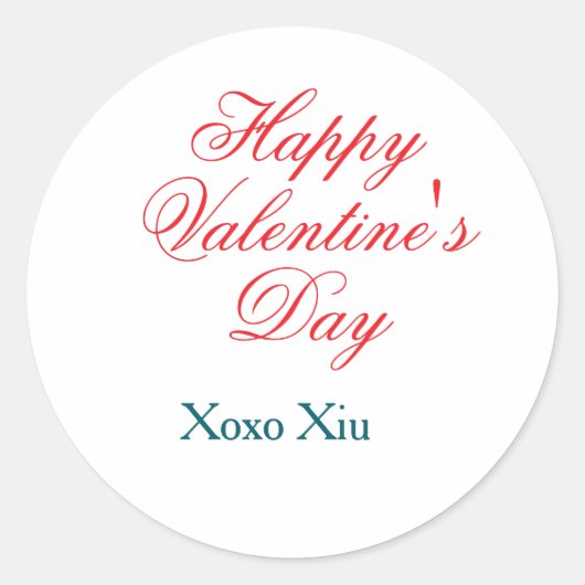 Happy Valentine's day red blue xoxo love name Runder Aufkleber (Vorderseite)