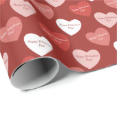 Happy Valentine's Day Red & Blush Herzmuster Geschenkpapier (Rolleneckpunkt)
