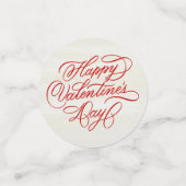 Happy Valentines Day Red Calligraphy Konfetti (Klein Vorderseite)