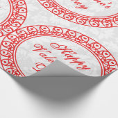 Happy Valentines Day Red Circles & Lace Geschenkpapier (Ecke)