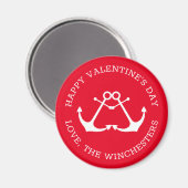 Happy Valentine's Day Red Custom nautical anchors Magnet (Vorderseite/Rückseite)