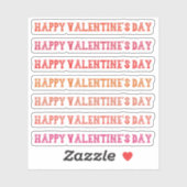 Happy Valentine's Day Red Display Schriftart Lette Aufkleber (Blatt)