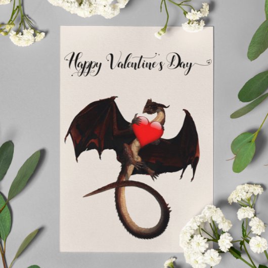 Happy Valentine's day Red Dragon Heart Karte