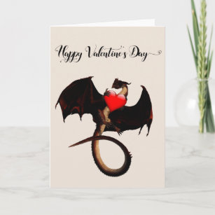 Happy Valentine's day Red Dragon Heart Karte
