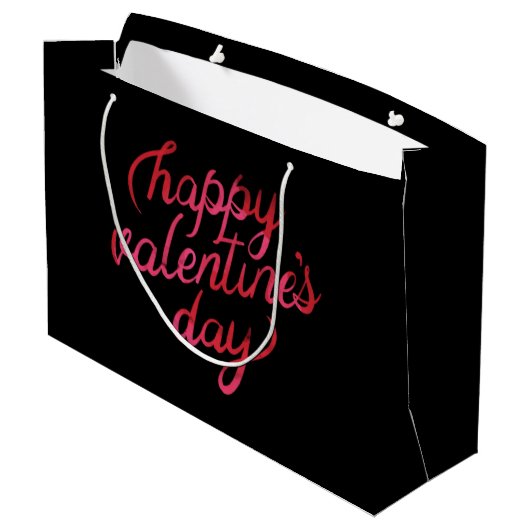 Happy Valentines Day Red Foil Script Romantisch Große Geschenktüte (Rückseite Schrägansicht)