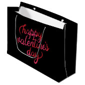 Happy Valentines Day Red Foil Script Romantisch Große Geschenktüte (Vorderseite Schrägansicht)