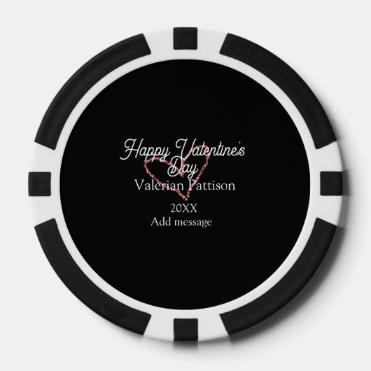 Happy Valentine's day red glitter heart black name Pokerchips (Vorderseite)