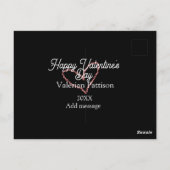 Happy Valentine's day red glitter heart black name Postkarte (Rückseite)