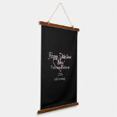 Happy Valentine's day red glitter heart black name Wandteppich Mit Holzrahmen (Gewinkelt)
