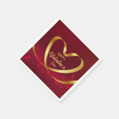 Happy Valentine's Day Red Gold Herz Band Serviette (Ecke)