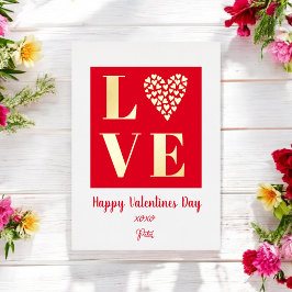 Happy Valentines Day Red Gold Liebe Script Folieneinladung