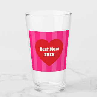Happy Valentine's Day Red Heart and Pink Stripes  Glas