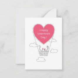 Happy Valentine's Day Red Heart Balloon Couple Mitteilungskarte