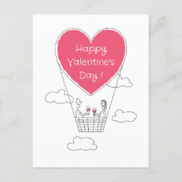 Happy Valentine's Day Red Heart Balloon Couple Postkarte