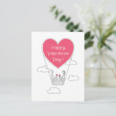 Happy Valentine's Day Red Heart Balloon Couple Postkarte (Stehend Vorderseite)