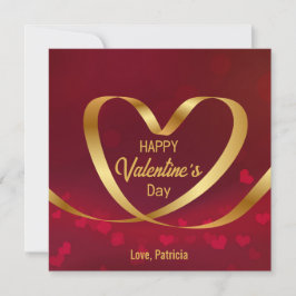 Happy Valentine's Day Red Heart Gold Band Feiertagskarte