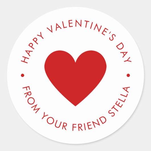 Happy Valentine's Day Red Heart Kid's Niedliche Cu Runder Aufkleber (Vorderseite)
