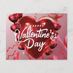 Happy Valentine's Day Red Heart Liebe Postkarte