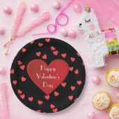 Happy Valentine's Day Red Heart Paper Plate Pappteller (Party)