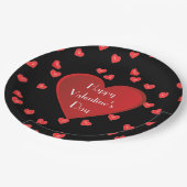 Happy Valentine's Day Red Heart Paper Plate Pappteller (Schrägansicht)