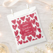 Happy Valentines Day Red Heart Pattern Geschenktütchen (Ausgeschnitten)