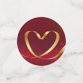 Happy Valentine's Day Red Heart Ribbon Gold Konfetti (Klein Vorderseite)