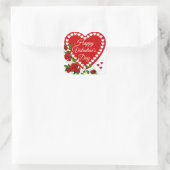 Happy Valentine's Day Red Heart & Rose Quadratischer Aufkleber (Tasche)