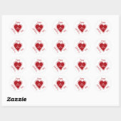 Happy Valentines Day red heart script name Runder Aufkleber (Blatt)