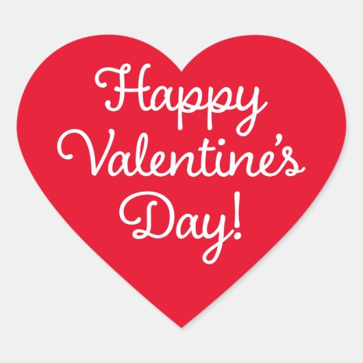 Happy Valentine's Day Red Heart Sticker (Vorderseite)