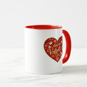 Happy Valentine's Day Red Heart Tasse (VorderseiteRechts)