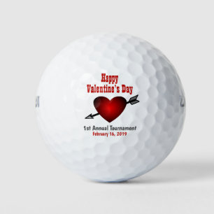 Happy Valentines Day Red Heart Tournament Outing Golfball