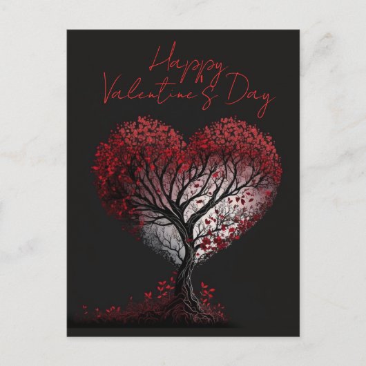 Happy Valentine's Day Red Heart Tree Postkarte (Vorderseite)